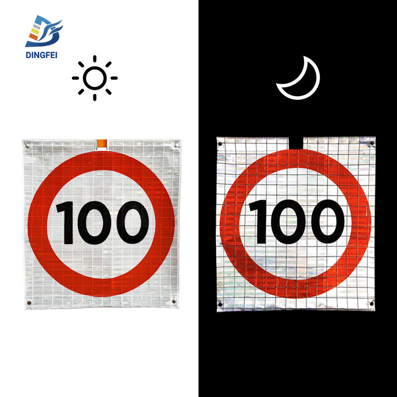 100KM Speed Limit Reflective Folding Warning Sign - 